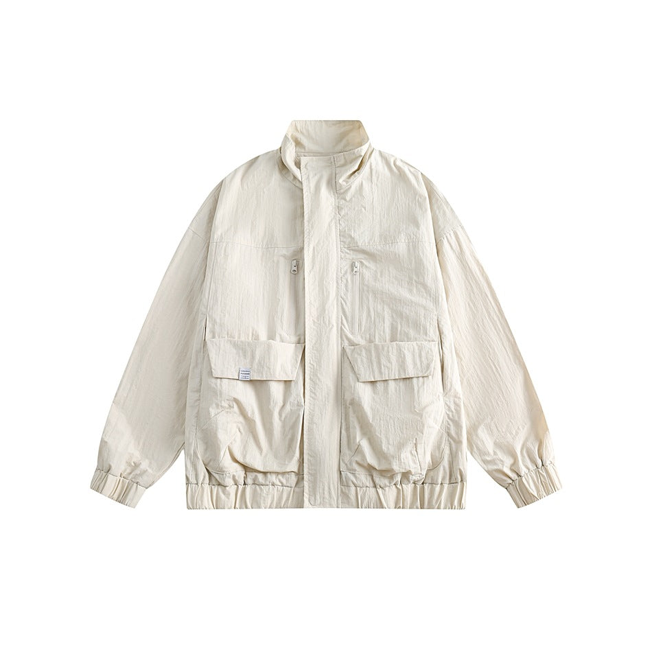 Unisex Jacket Big Pocket Jacket Stand Collar Coat
