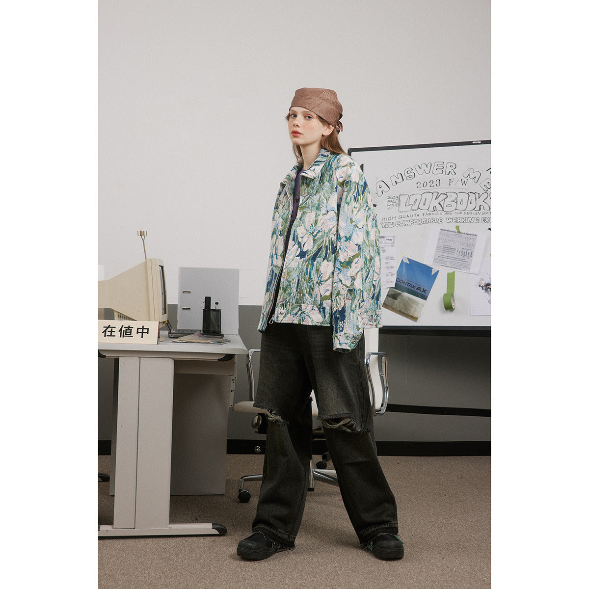 Unisex Jacket Retro Loose Casual Jacket Lapel Overalls
