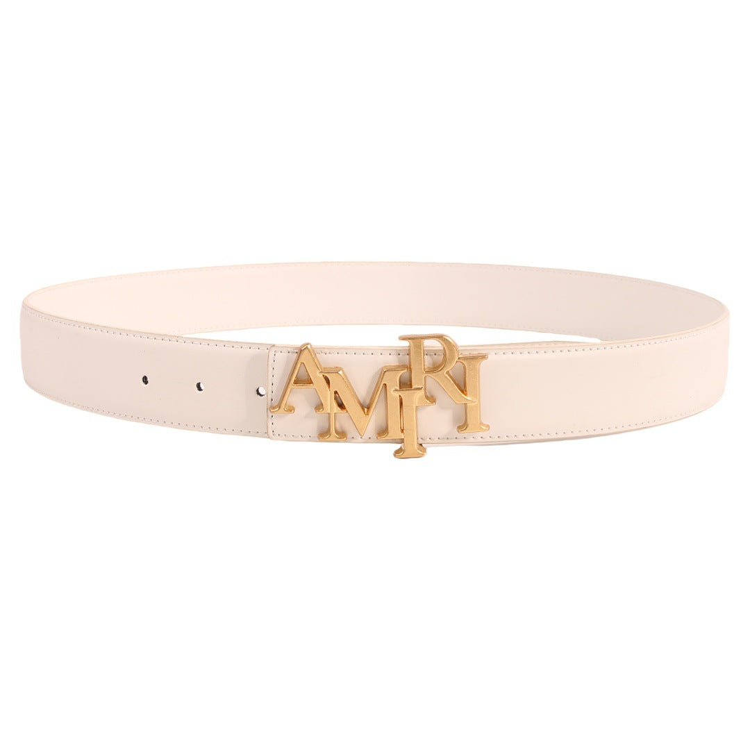 Amiri Belt Cross-border Popular Men's Belt Smooth  Neutral belt casual with jeans shipped with boxBuckle Letter Belt Youth Plaid Belt Trendy Casual Belt