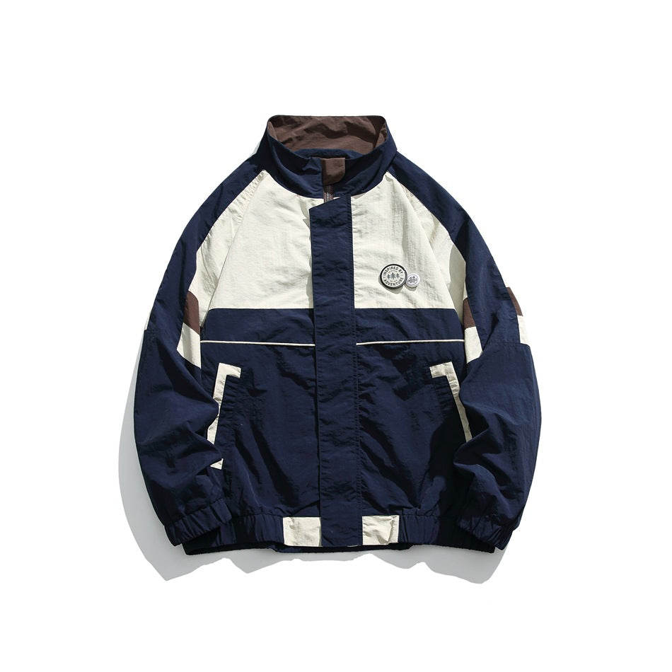 Unisex Jacket Stand Collar Coat for Male and Female Students Loose Jacket