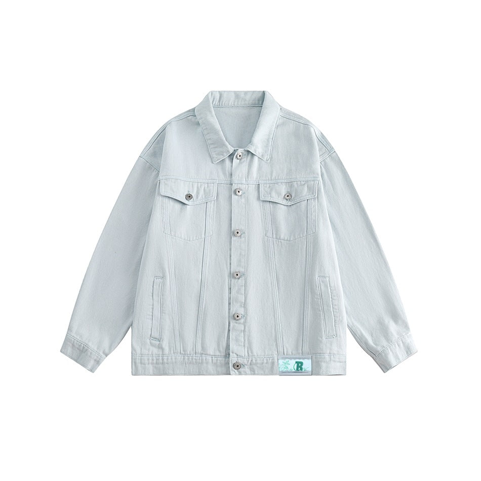 Unisex Jacket Spring and Autumn Denim Jacket Men and Women Couple Loose Casual Polo Collar Jacket