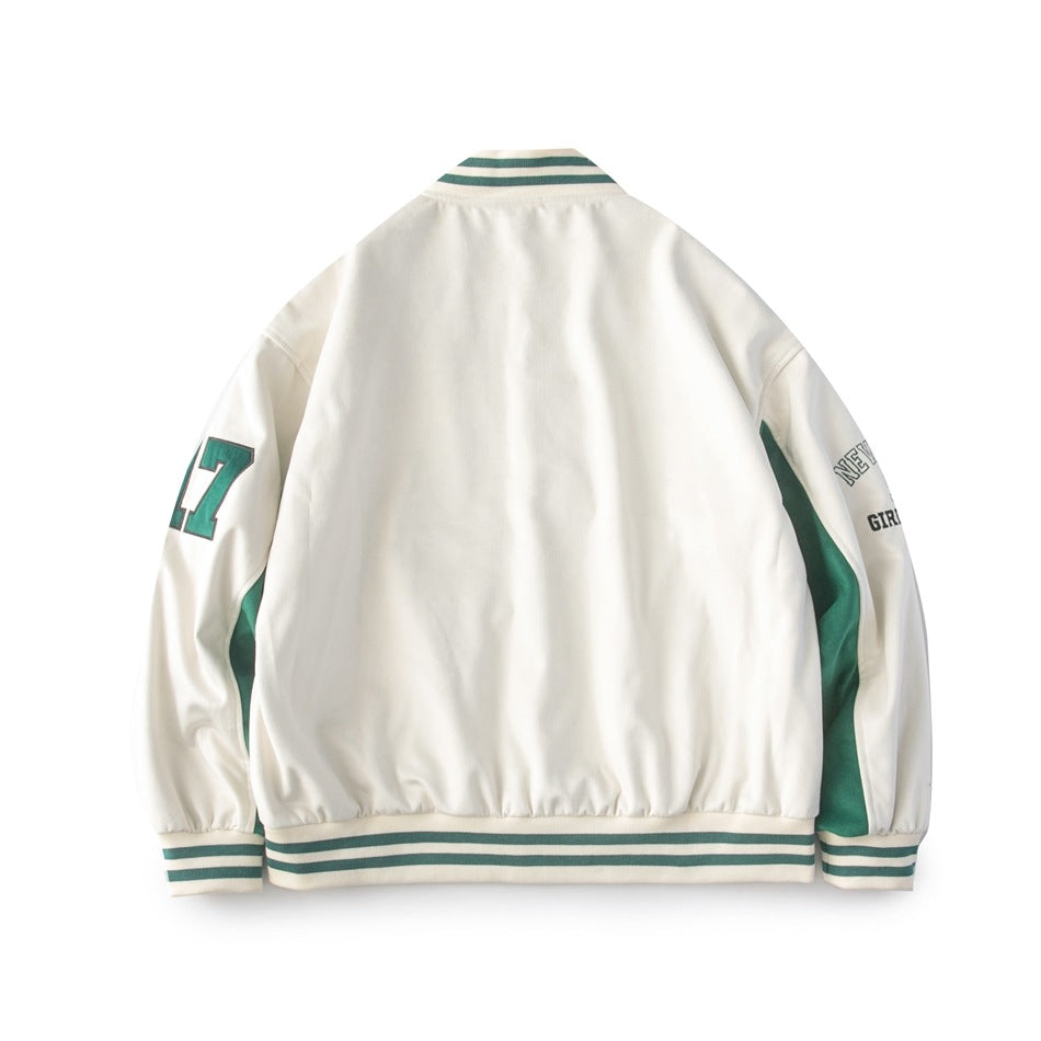 Unisex Jacket Retro Baseball Uniform Jacket Men's and Women's Loose Embroidered Jacket