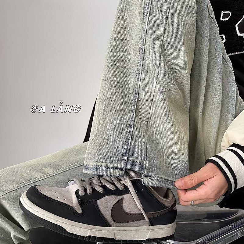 Men Jeans Spring and Autumn Retro Straight-Leg Pants Casual Trousers