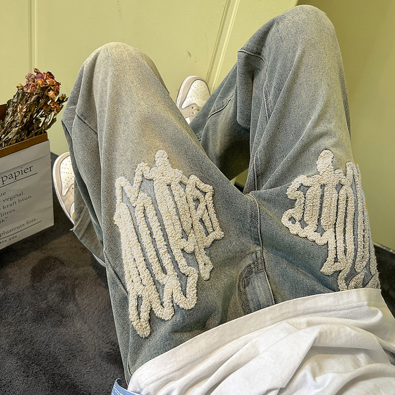 Men Jeans Hiphop Jeans Men Autumn Loose Straight Trousers