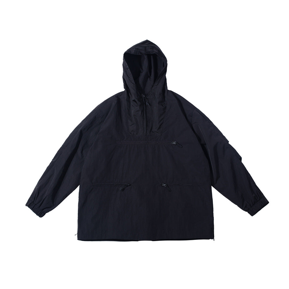 Unisex Jacket Casual Loose-Fitting Hoodie Jacket Men's Splicing Machine Wind Jacket