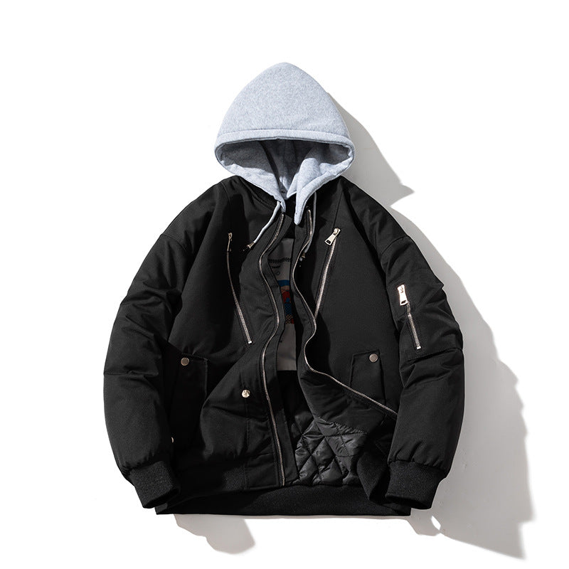 Mens Vintage Jackets Fall/Winter Air Force Pilot Jacket Hooded Baseball Uniform