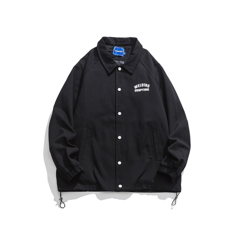 Unisex Jacket Overalls Men's and Women's Loose Lapels Coach Jacket