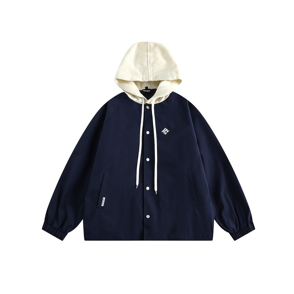 Unisex Jacket Retro Hooded Jacket Men Baggy Coat