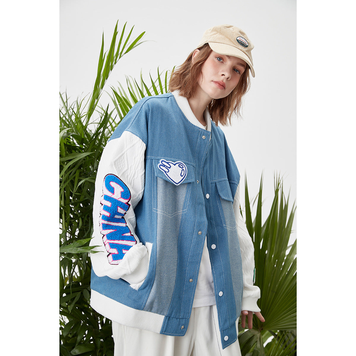 Unisex Jacket Spring and Autumn Embroidery Baggy Casual Jacket Couple Baseball Coat