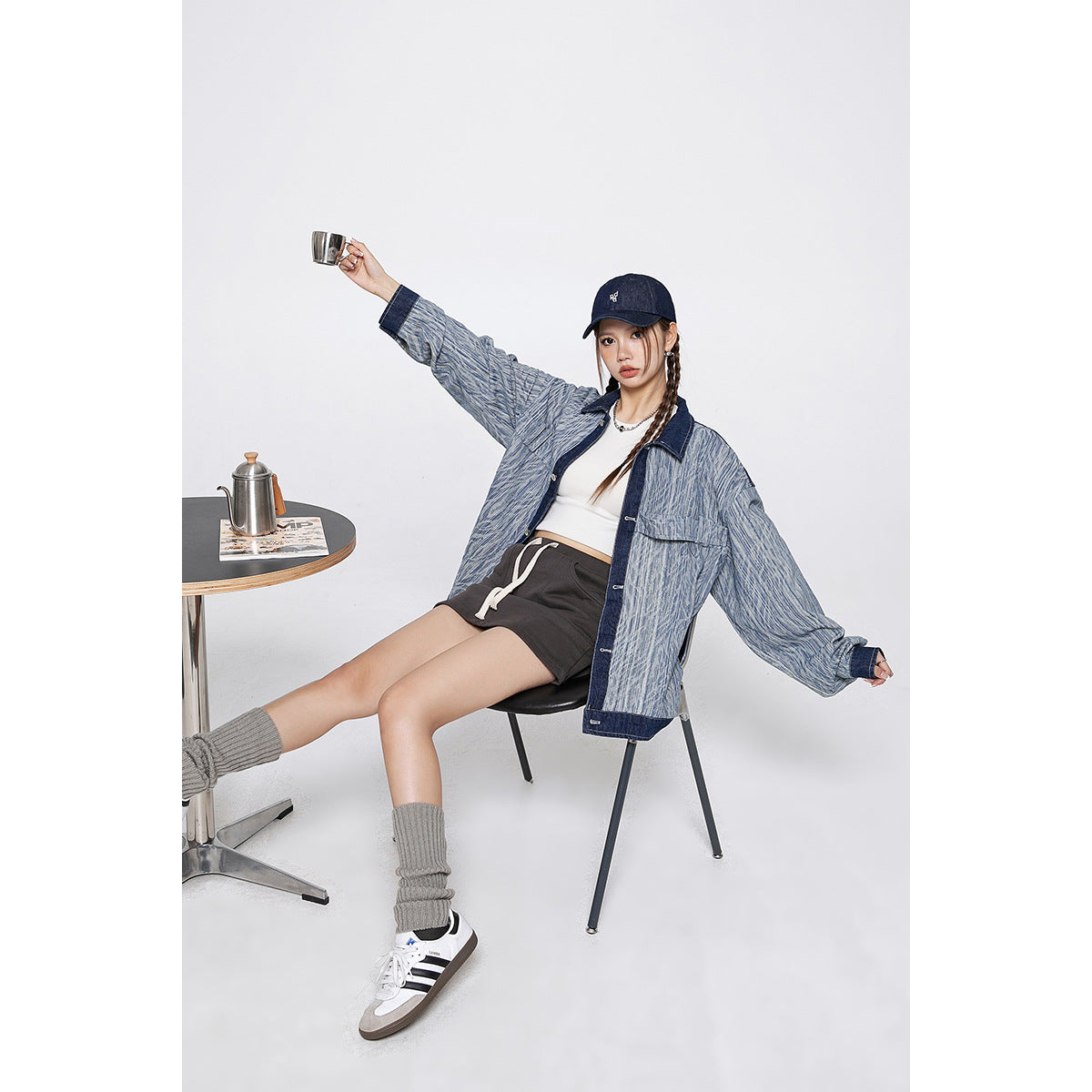 Unisex Jacket Retro Washed Denim Clothes Jacket Men's and Women's Loose Stitching Cardigan Jacket