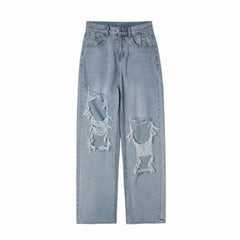 Men Jeans Ripped Jeans Men's Summer Wide-Leg Casual Pants Straight Loose Pants