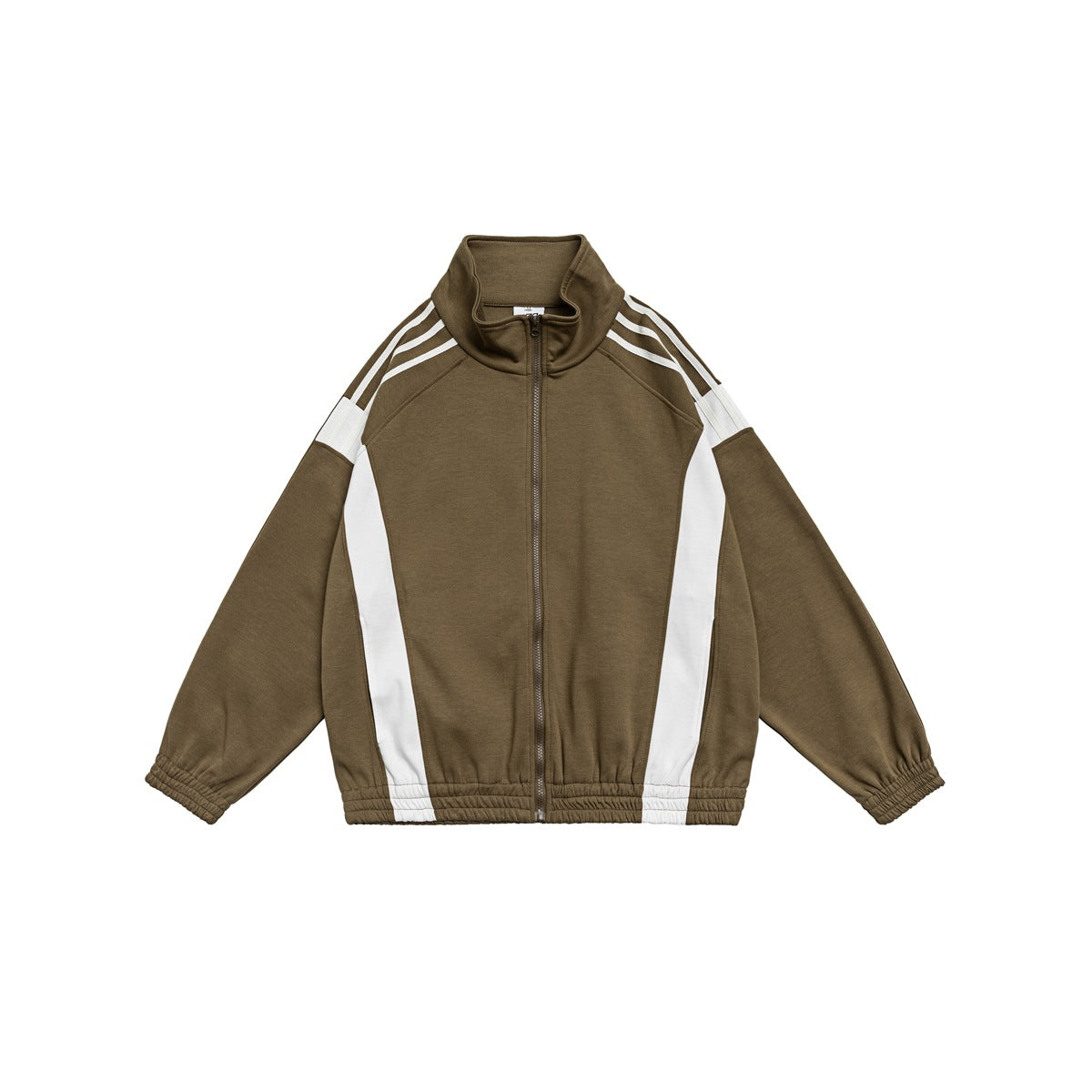 Unisex Jacket Vintage Color Stitching Stand-Collar Sports Jacket for Men and Women Casual Loose Jacket