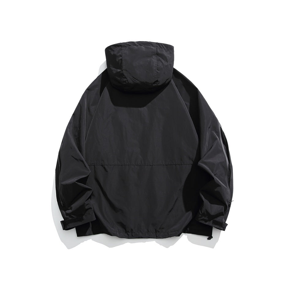 Unisex Jacket Shell Jacket Loose Hooded Coat Men's and Women's Four-Bag Mechanical Style Jacket