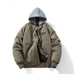 Men Vintage Jackets Jacket Embroidered Bomber Jacket Hooded Couple Baseball Uniform