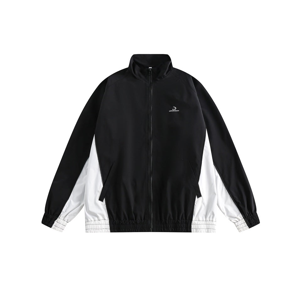 Unisex Jacket Spring and Autumn Vintage Sports Jacket for Men and Women Couple Splicing Coat