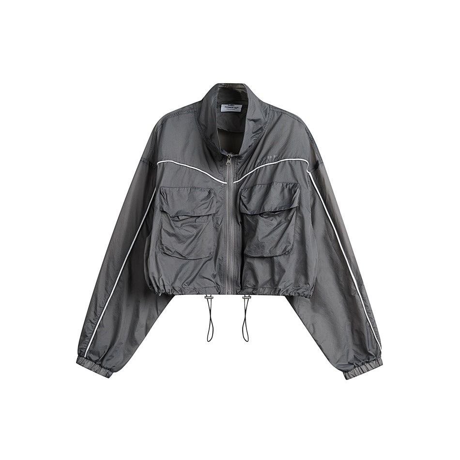 Unisex Jacket Stand Collar Jacket Sun Protection Top Women's Short Sports Jacket