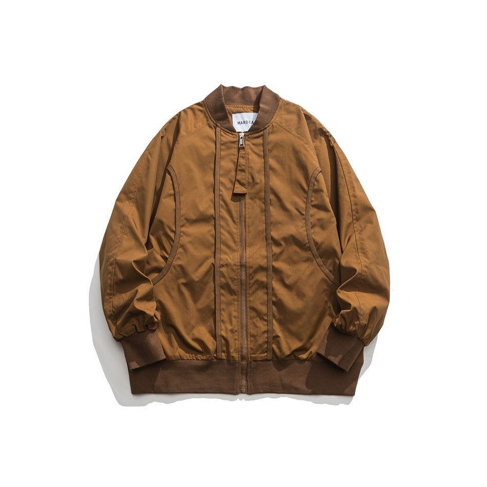 Unisex Jacket Loose Retro Baseball Collar Jacket Men and Women Same Style Spring and Autumn Coat