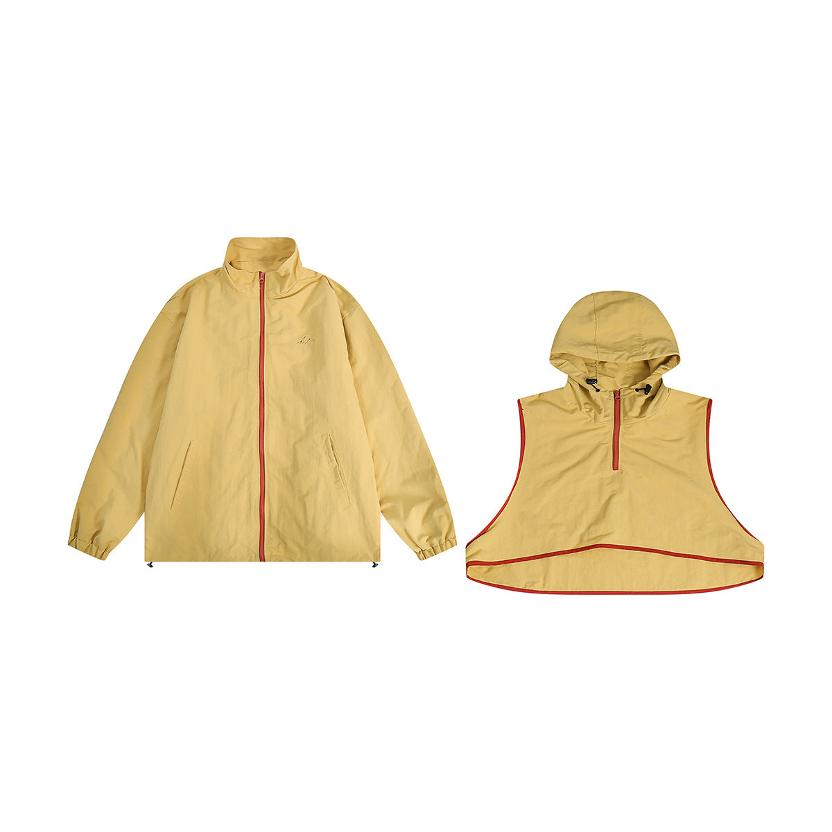 Unisex Jacket Stand Collar Jacket Detachable Two-Piece Retro Sports Jacket