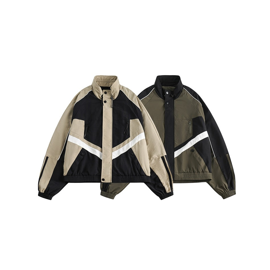 Unisex Jacket Retro Multicolor Jacket Loose Lapel Sports Jacket
