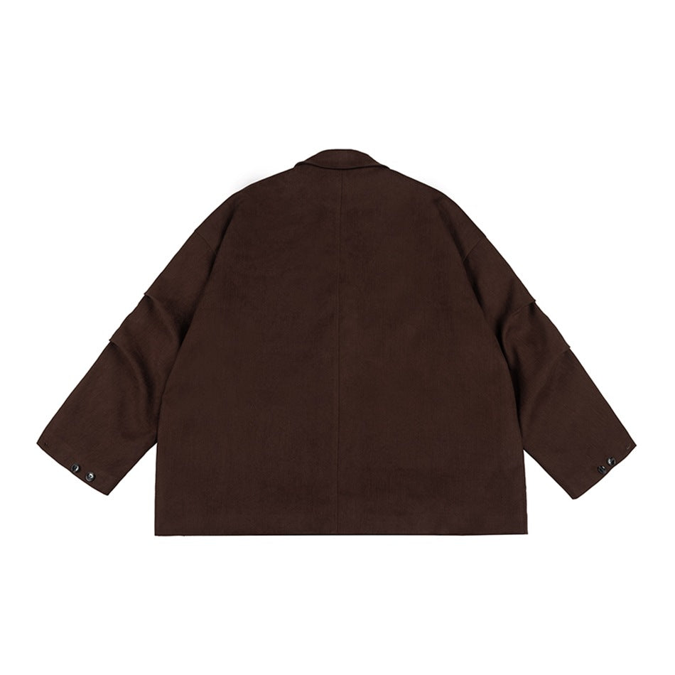 Unisex Jacket Vintage Leisure Suit Corduroy Workwear Jacket Men's Loose Spring and Autumn Coat