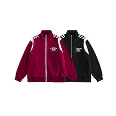 Unisex Jacket Retro Patchwork Coat Loose Lapel Sports Jacket