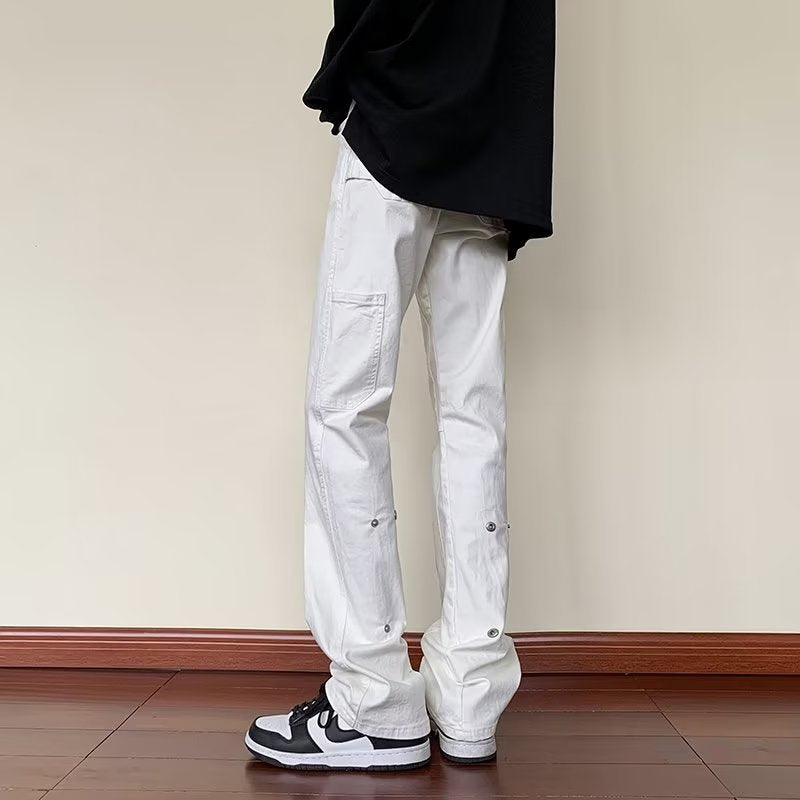 Men Jeans Spring and Autumn Straight-Leg Pants Loose Flared Trousers