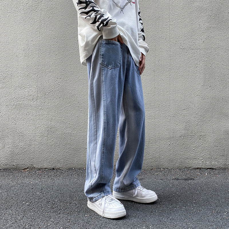 Men Jeans Gradient Jeans Men Spring Autumn Loose Straight Trousers