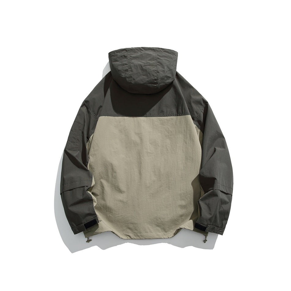 Unisex Jacket Vintage Shell Jacket Loose Hooded Coat Men's and Women's Jacket