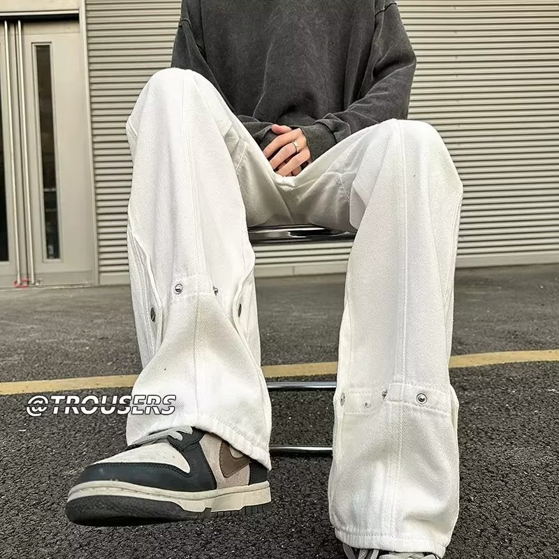 Men Jeans Summer Retro Baggy Straight Trousers