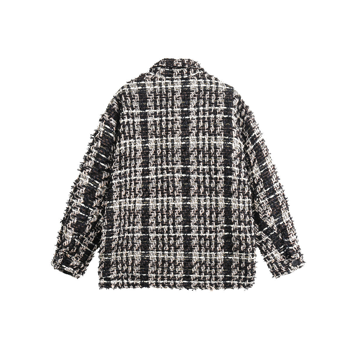 Unisex Jacket Vintage Coat Spring and Autumn Loose Plaid Wool Top
