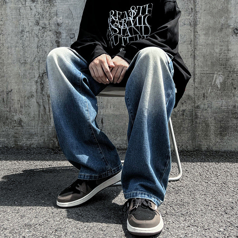Men Jeans Vintage Jeans Vintage Straight-Leg Pants Oversize Wide Leg Pants