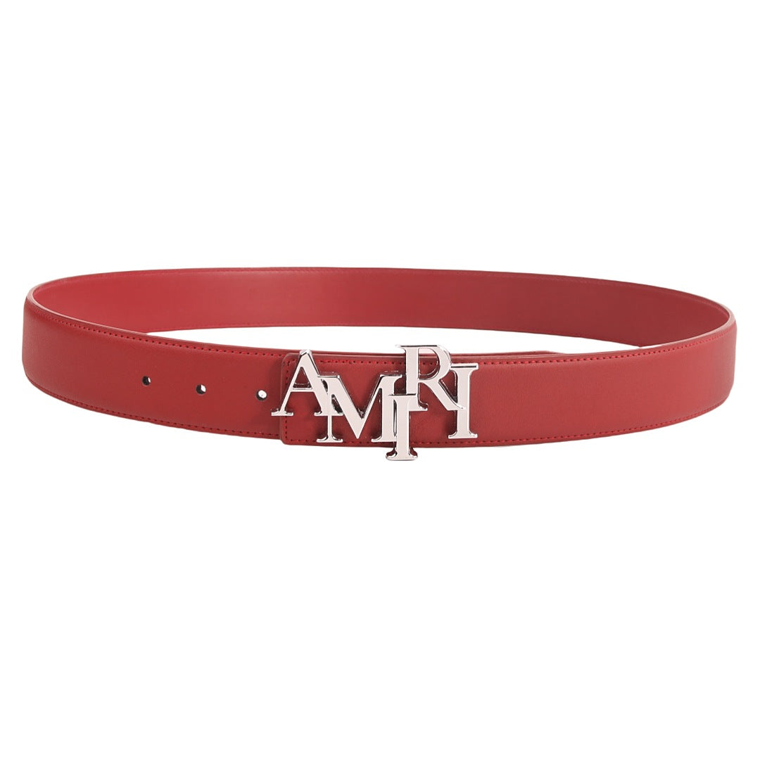 Amiri Belt Cross-border Popular Men's Belt Smooth  Neutral belt casual with jeans shipped with boxBuckle Letter Belt Youth Plaid Belt Trendy Casual Belt
