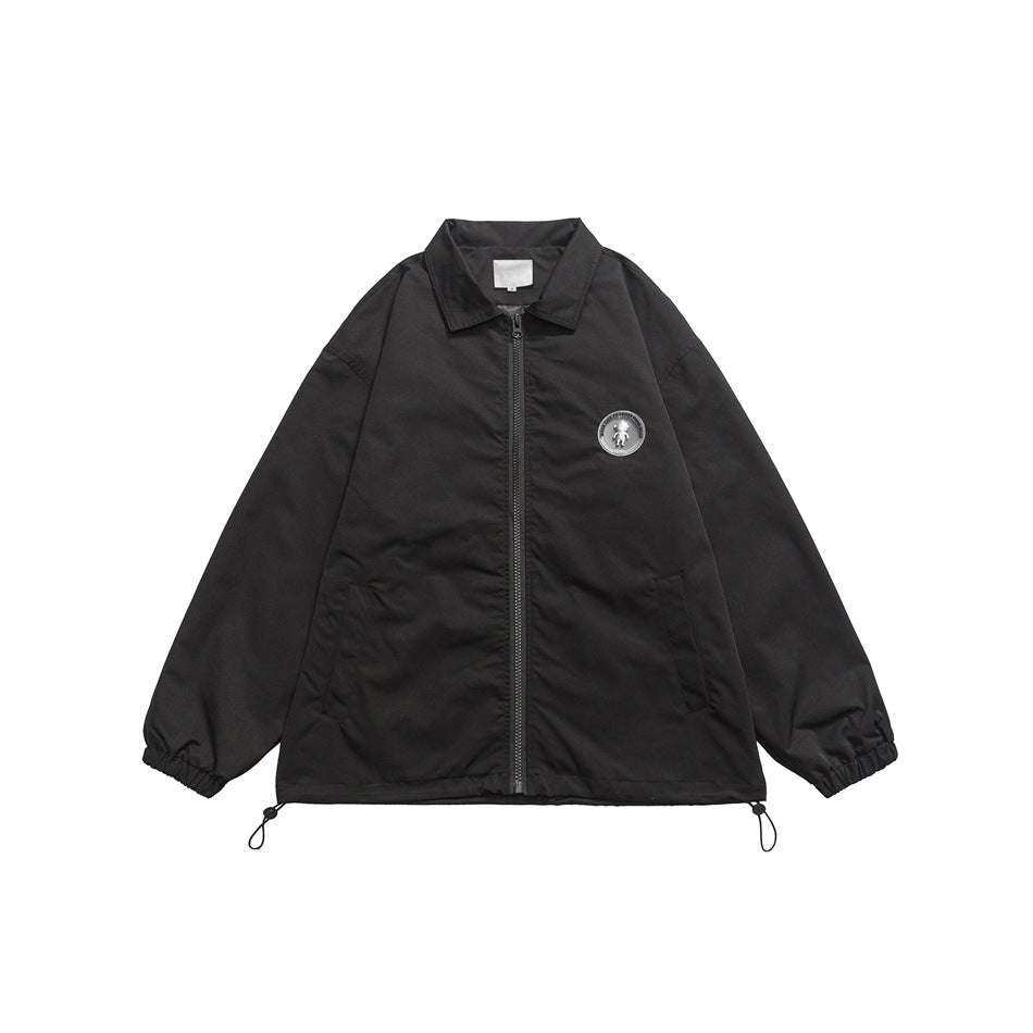 Unisex Jacket Spring and Autumn Coach Jacket Men's Loose Casual Polo Collar Coat