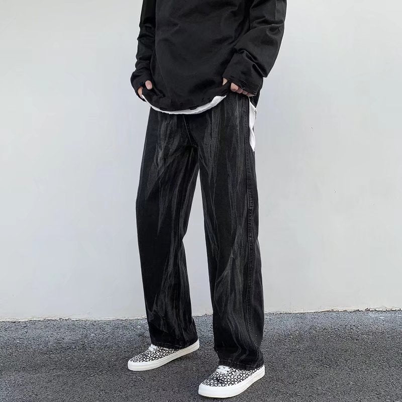 Men Jeans Hip Hop Tie-Dye Loose Wide-Leg Pants