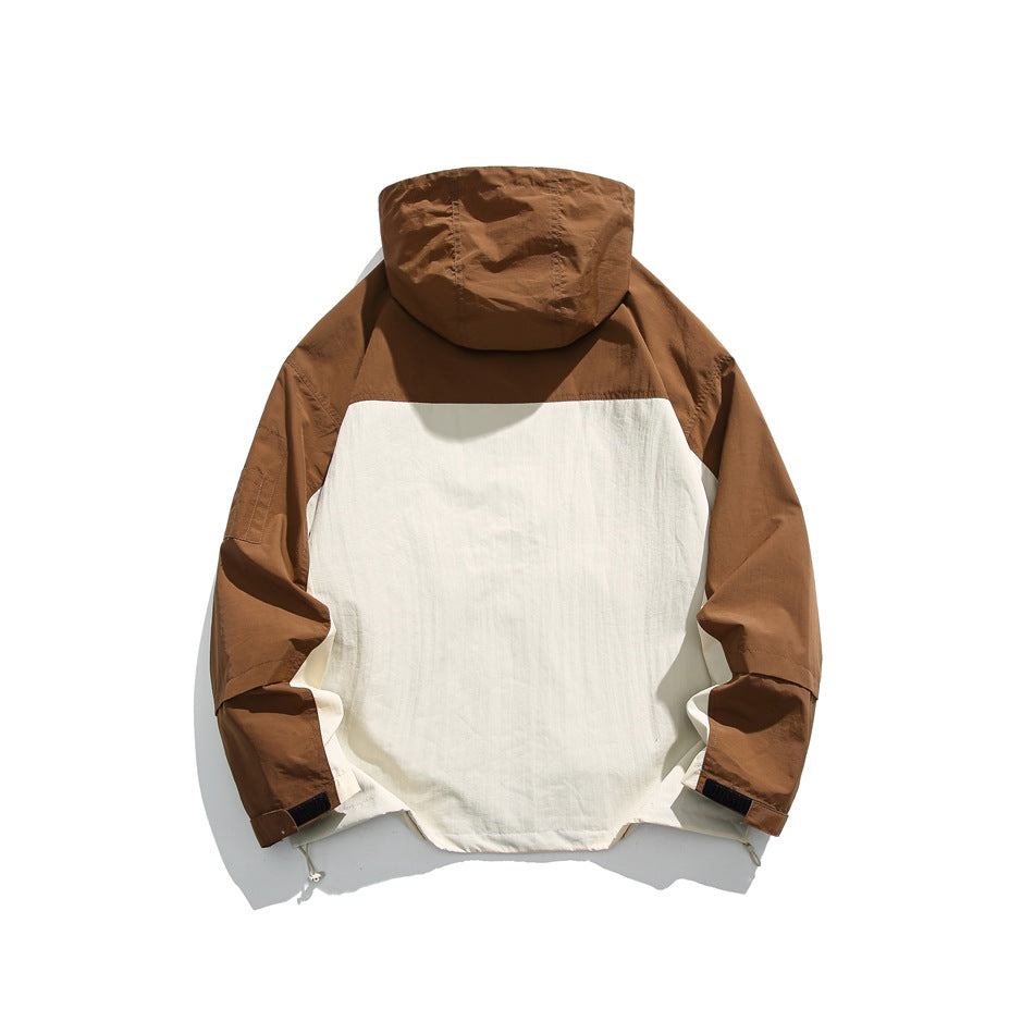 Unisex Jacket Vintage Shell Jacket Loose Hooded Coat Men's and Women's Jacket