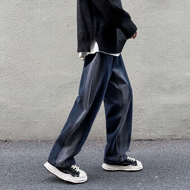 Men Jeans Gradient Jeans Men Spring Autumn Loose Straight Trousers