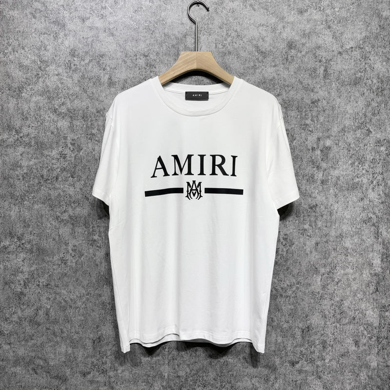 Amiri T Shirt Gold Cup Letter Printed Round Neck