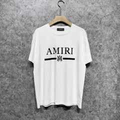 Amiri T Shirt Gold Cup Letter Printed Round Neck