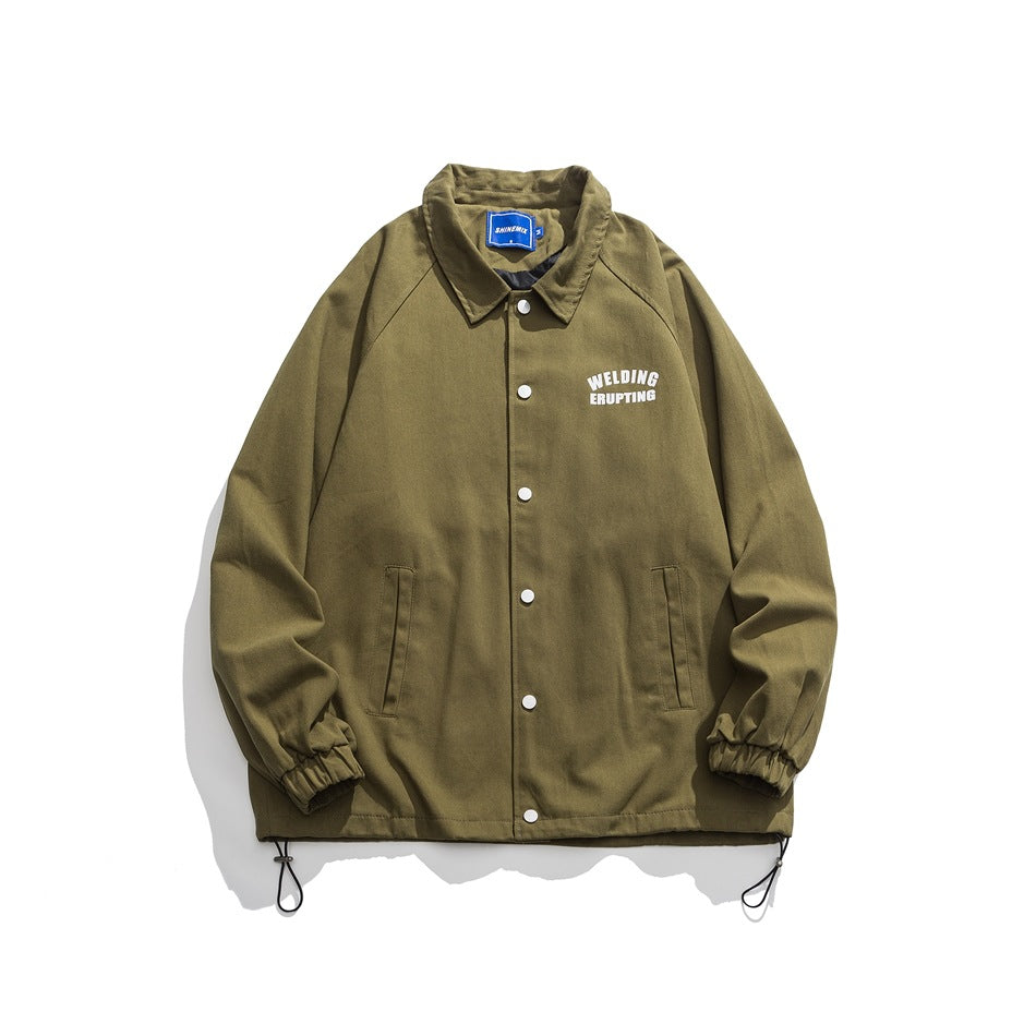 Unisex Jacket Overalls Men's and Women's Loose Lapels Coach Jacket