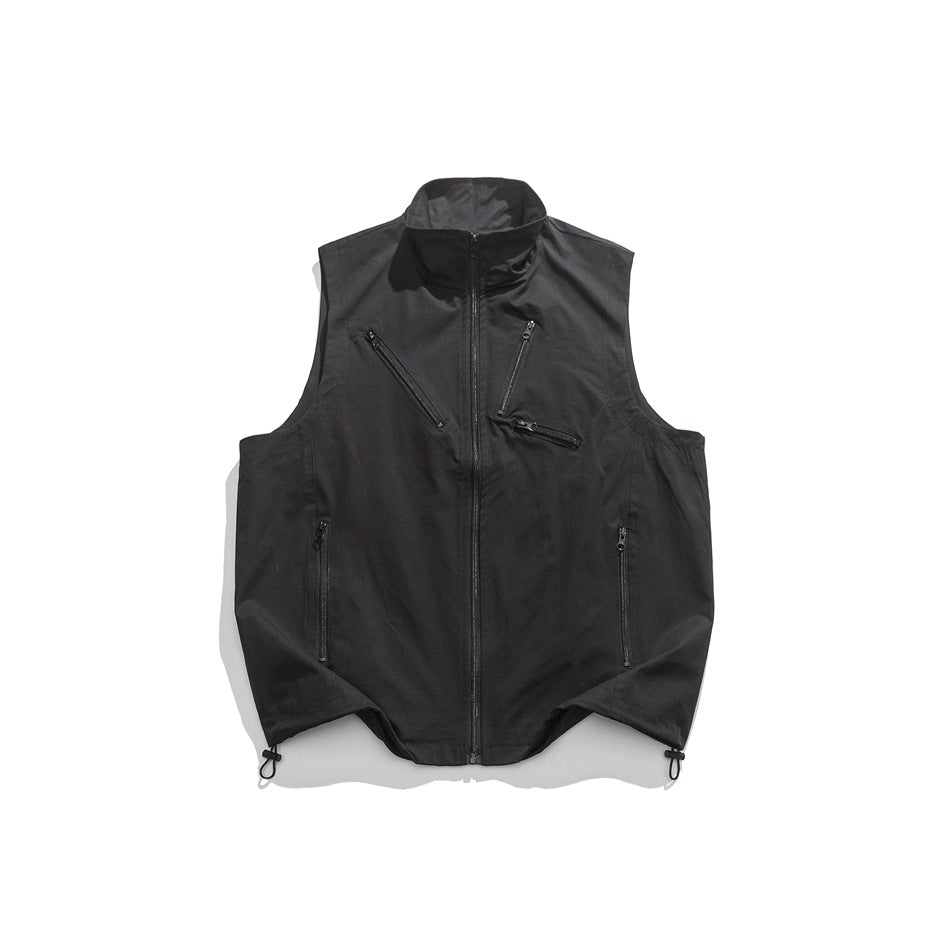 Unisex Jacket Stand Collar Vest Man Loose Mechanical Style Coat
