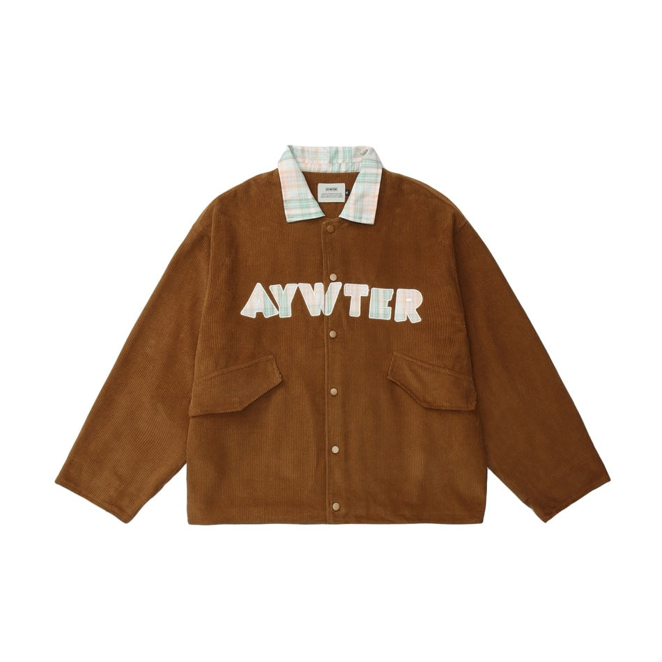 Unisex Jacket Autumn Vintage Loose Corduroy Jacket Lapel Overalls