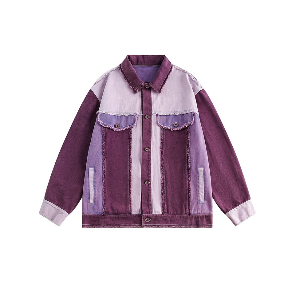 Unisex Jacket Purple Denim Top Spring and Autumn Coat Men's and Women's Jacket
