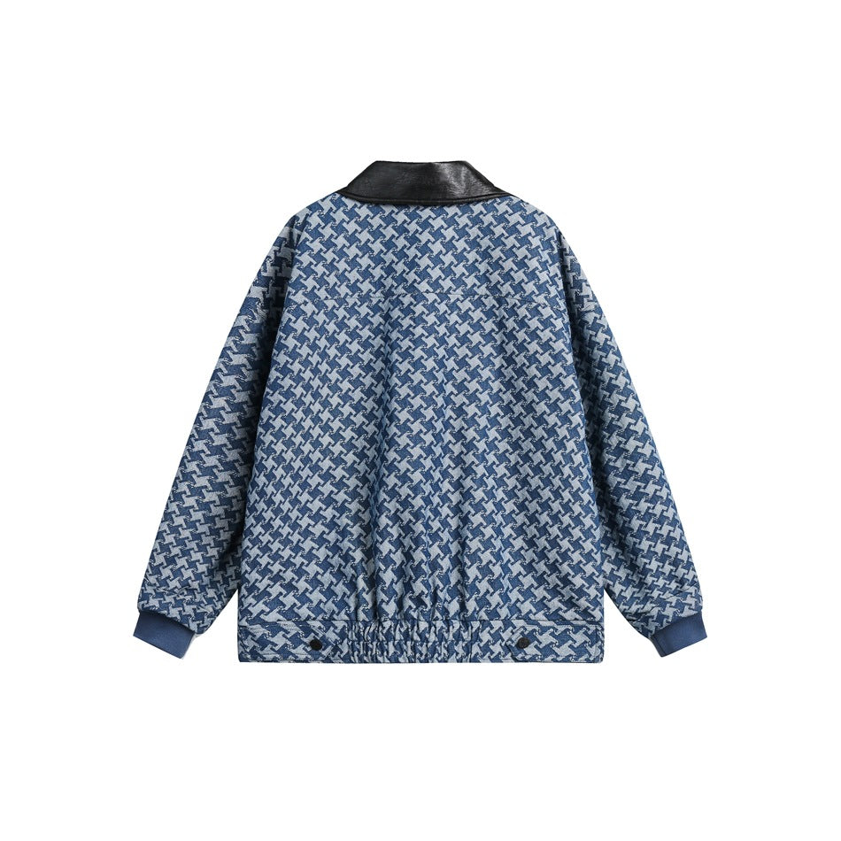Unisex Jacket Retro Houndstooth Jacket Baggy Coat