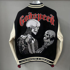 Godspeed Jacket  Baseball Jersey Jacket Embroidered Loose Stand Up Collar