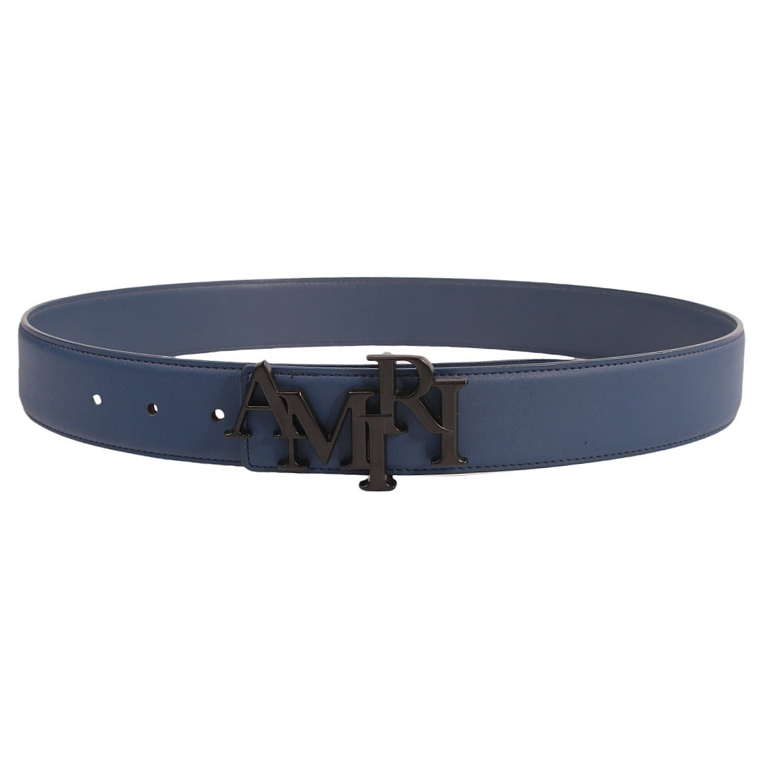 Amiri Belt Cross-border Popular Men's Belt Smooth  Neutral belt casual with jeans shipped with boxBuckle Letter Belt Youth Plaid Belt Trendy Casual Belt