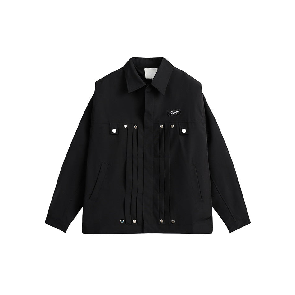 Unisex Jacket Vintage Loose Lapels Padded Shoulder Jacket