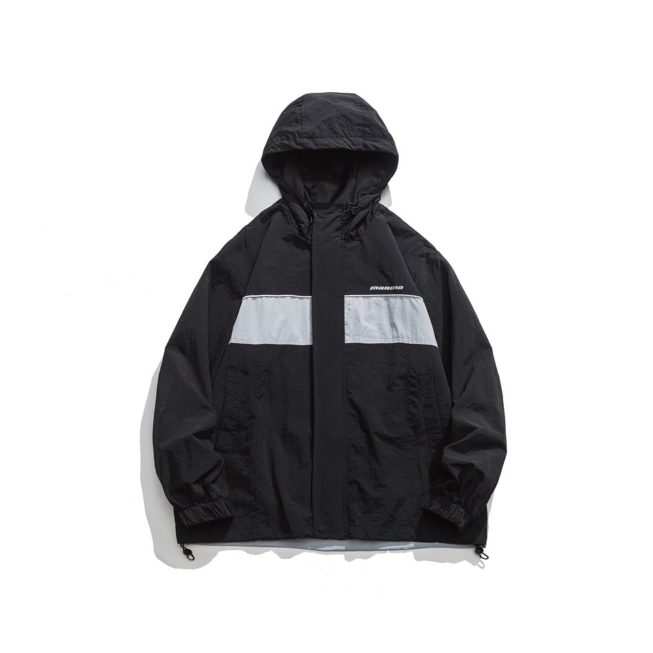 Unisex Jacket Fall Mechanical Style Shell Jacket Hooded Jacket Men and Women Baggy Coat
