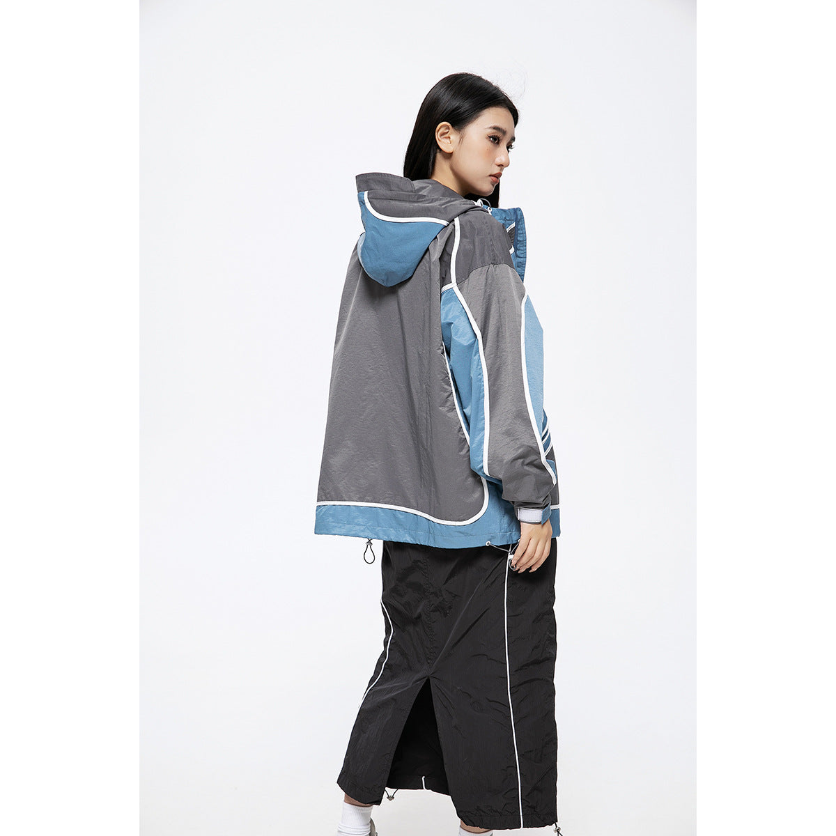 Unisex Jacket Retro Patchwork Contrast Color Sports Jacket
