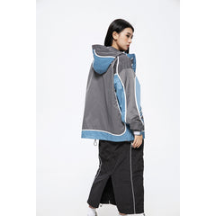 Unisex Jacket Retro Patchwork Contrast Color Sports Jacket