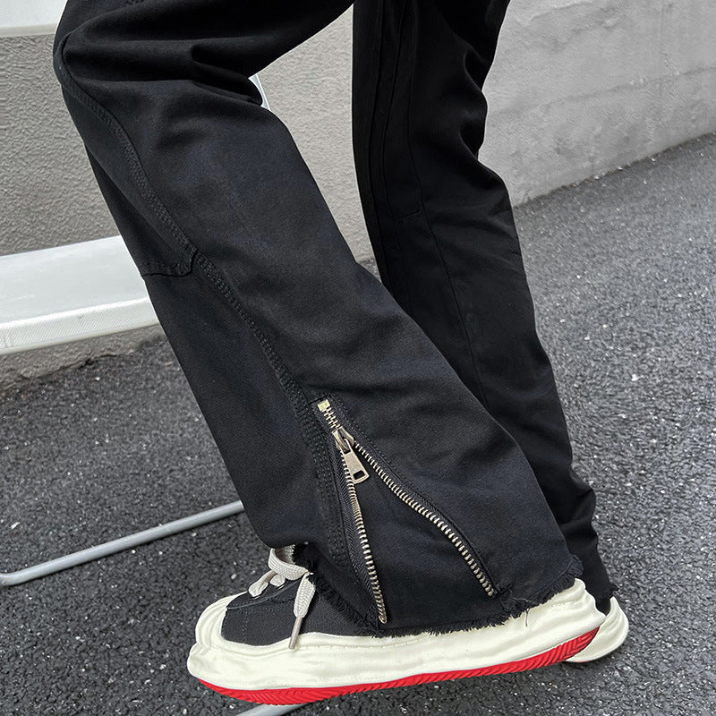 Men Jeans Vintage Jeans Black Elastic Loose Straight Casual Trousers